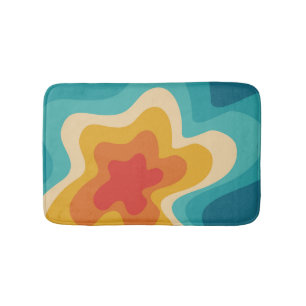 Colourful retro style swirl design bath mat