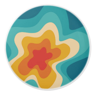 Colourful retro style swirl design ceramic knob