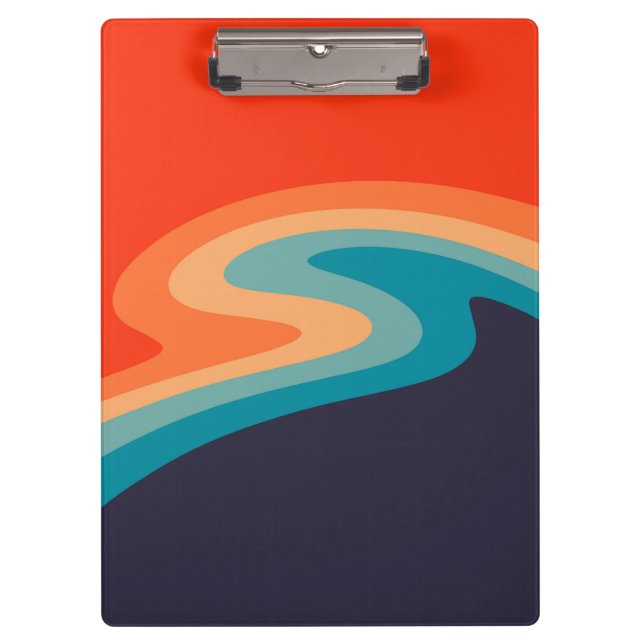 Colourful retro style swirl design clipboard (Front)
