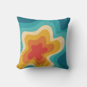 Colourful retro style swirl design cushion