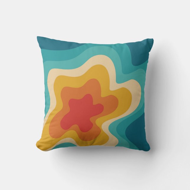 Colourful retro style swirl design cushion (Front)