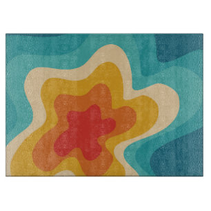 Colourful retro style swirl design cutting board