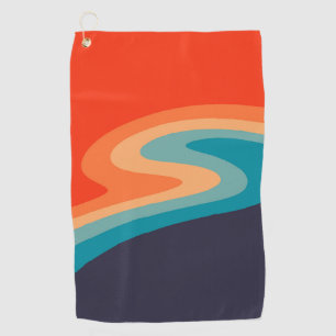 Colourful retro style swirl design golf towel