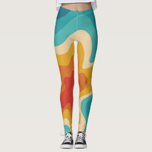 Colourful retro style swirl design leggings