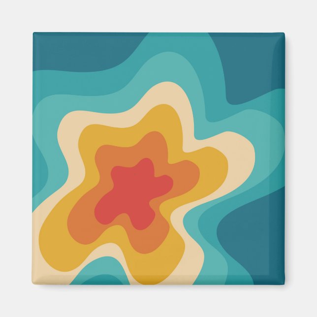 Colourful retro style swirl design magnet (Front)
