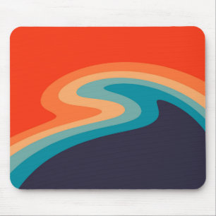 Colourful retro style swirl design mouse mat
