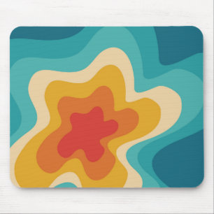 Colourful retro style swirl design mouse mat