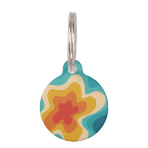 Colourful retro style swirl design pet tag