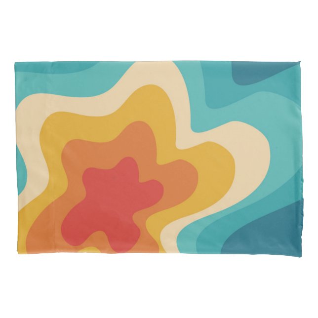Colourful retro style swirl design pillowcase (Front)
