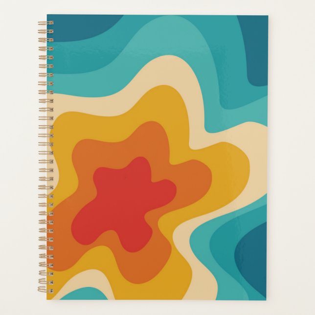 Colourful retro style swirl design planner (Front)