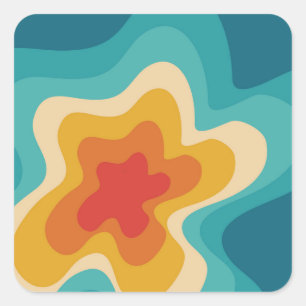 Colourful retro style swirl design  square sticker