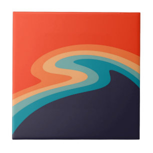 Colourful retro style swirl design tile