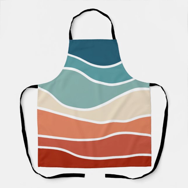 Colourful retro style waves apron (Front)
