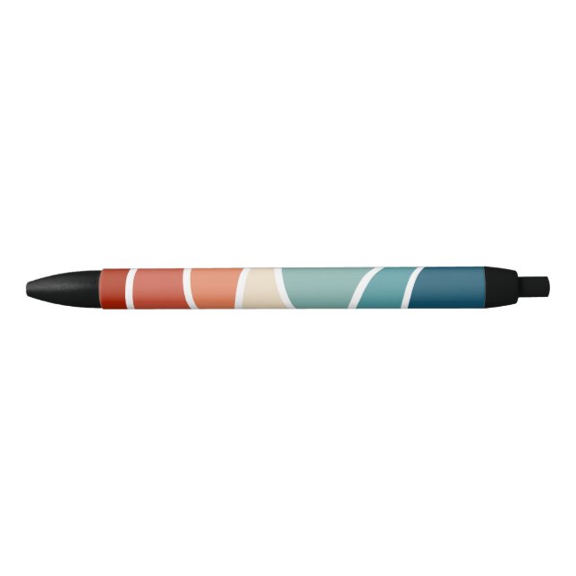 Colourful retro style waves black ink pen (Front)