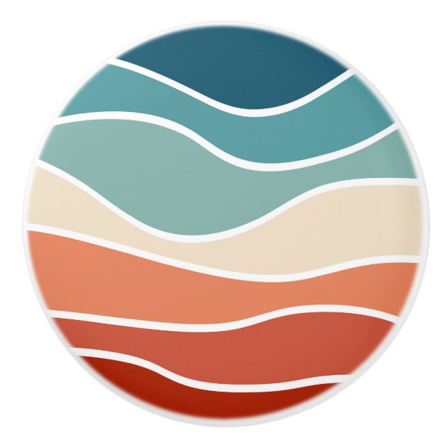 Colourful retro style waves ceramic knob (Front)