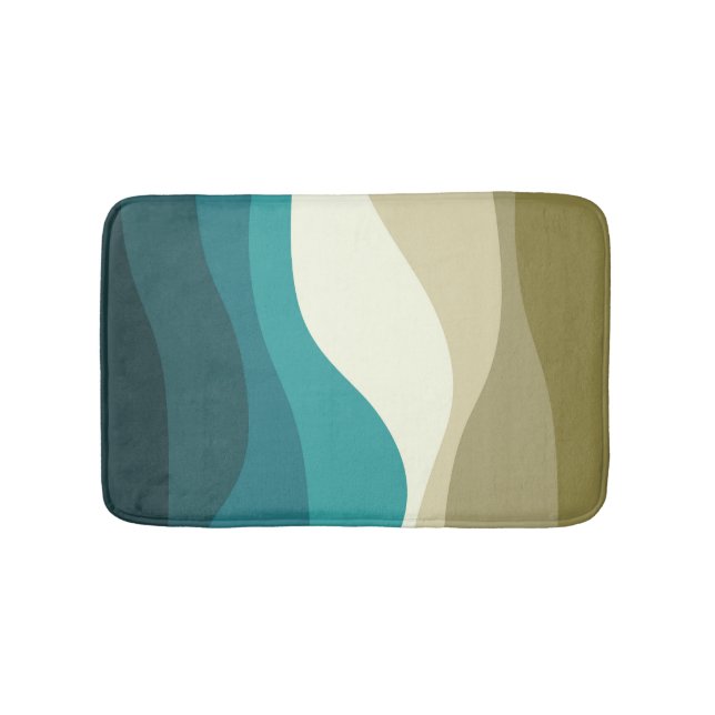 Colourful retro style waves decoration bath mat (Front)