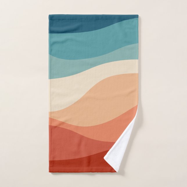Colourful retro style waves decoration bath towel set (Hand Towel)