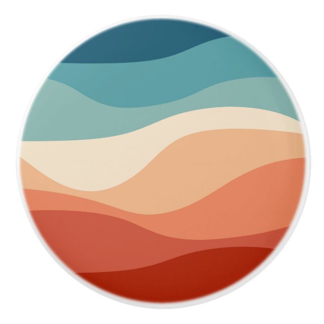 Colourful retro style waves decoration ceramic knob (Front)