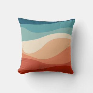 Colourful retro style waves decoration cushion