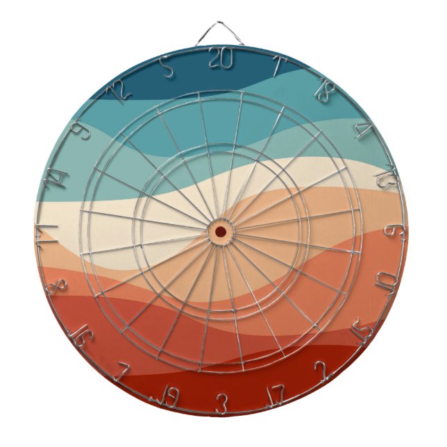 Colourful retro style waves decoration dartboard (Front)