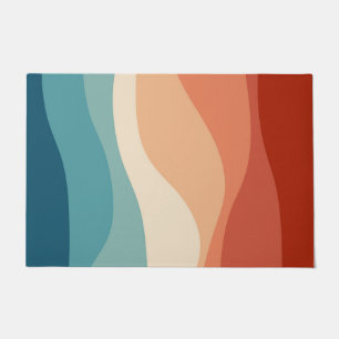 Colourful retro style waves decoration doormat