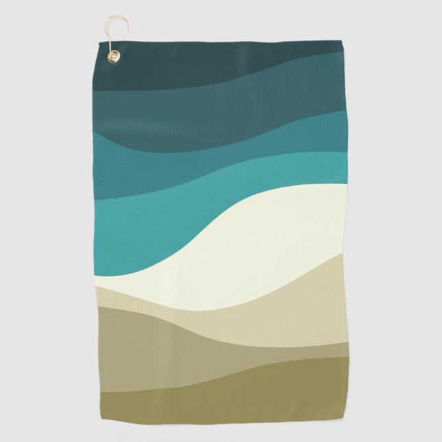 Colourful retro style waves decoration golf towel (Front)