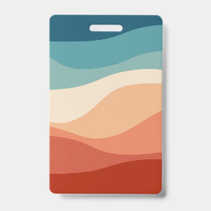 Colourful retro style waves decoration ID badge