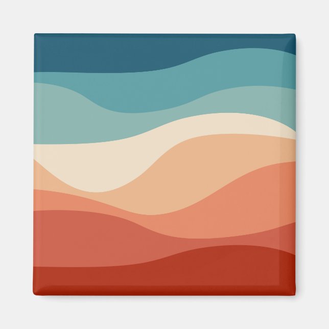 Colourful retro style waves decoration magnet (Front)