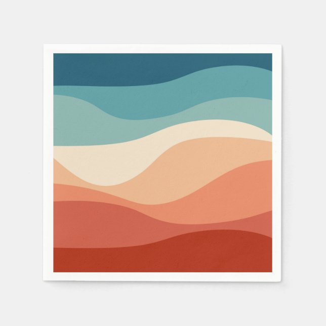 Colourful retro style waves decoration napkin (Front)