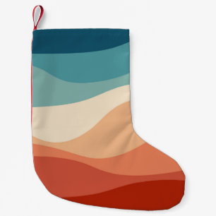 Colourful retro style waves decoration small christmas stocking