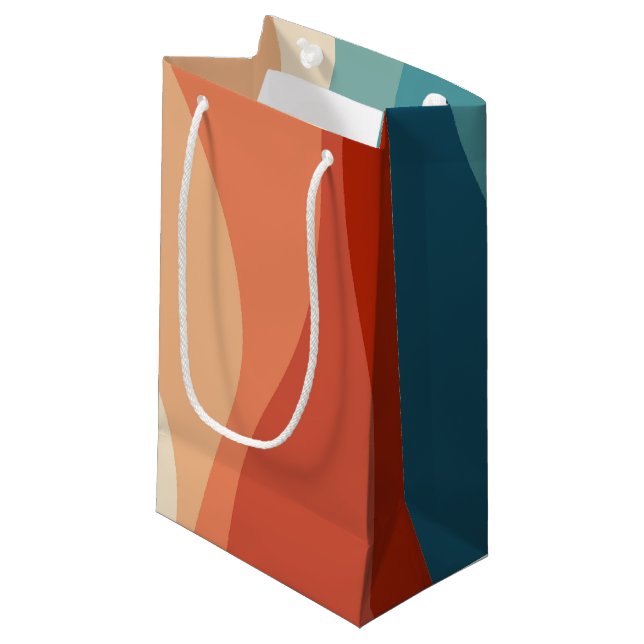 Colourful retro style waves decoration small gift bag (Front Angled)