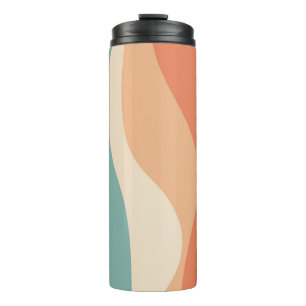 Colourful retro style waves decoration thermal tumbler