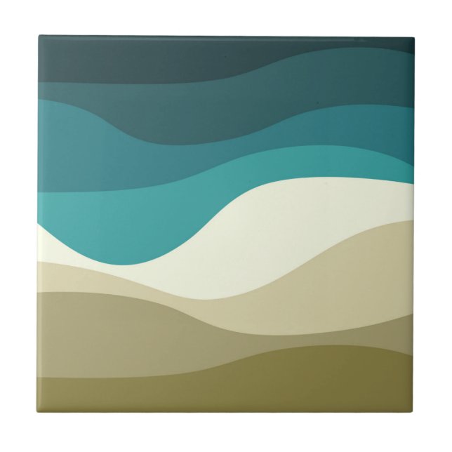 Colourful retro style waves decoration tile (Front)