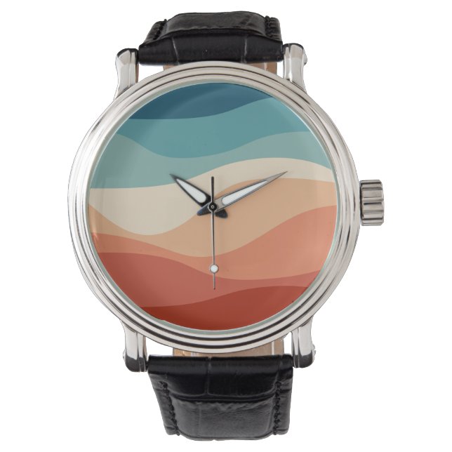 Colourful retro style waves decoration watch (Front)