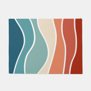 Colourful retro style waves doormat