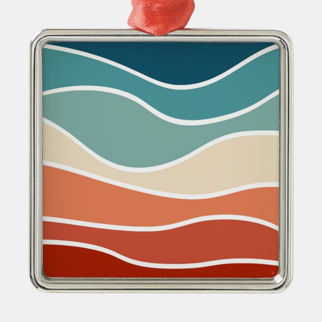 Colourful retro style waves metal tree decoration (Front)