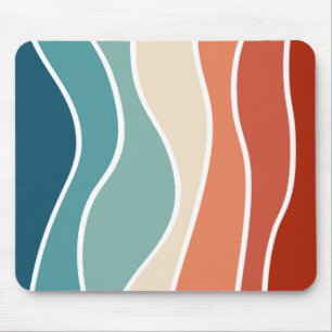 Colourful retro style waves mouse mat