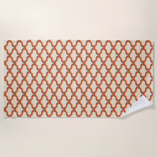 Colourful retro style waves pattern beach towel (Front)
