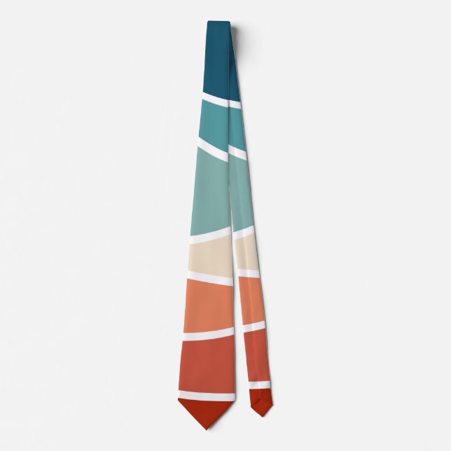 Colourful retro style waves tie (Front)