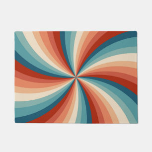 Colourful retro style wavy sun rays doormat