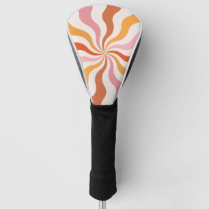 Colourful retro style wavy sun rays  golf head cover