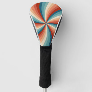Colourful retro style wavy sun rays golf head cover