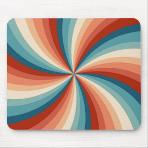 Colourful retro style wavy sun rays mouse mat