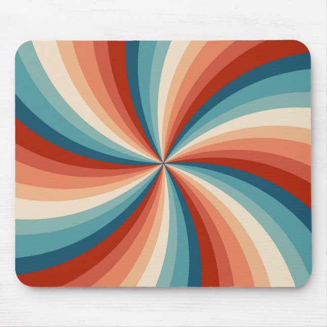 Colourful retro style wavy sun rays mouse mat (Front)
