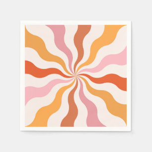Colourful retro style wavy sun rays  napkin