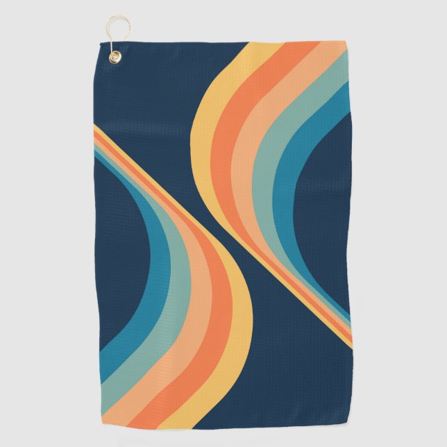 Colourful retro style wings design  golf towel (Front)