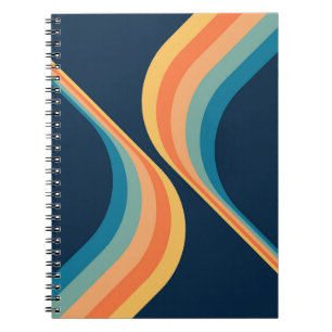Colourful retro style wings design notebook