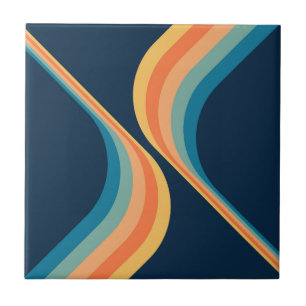 Colourful retro style wings design tile