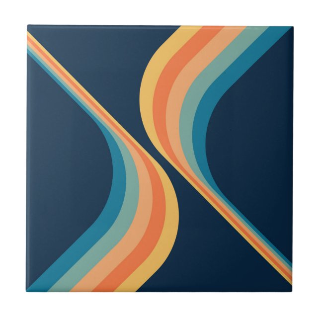 Colourful retro style wings design  tile (Front)