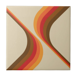 Colourful retro style wings design tile